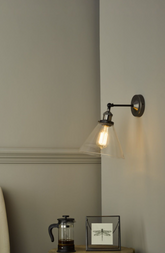 Ray Single Wall Light Antique Nickel Clear Glass